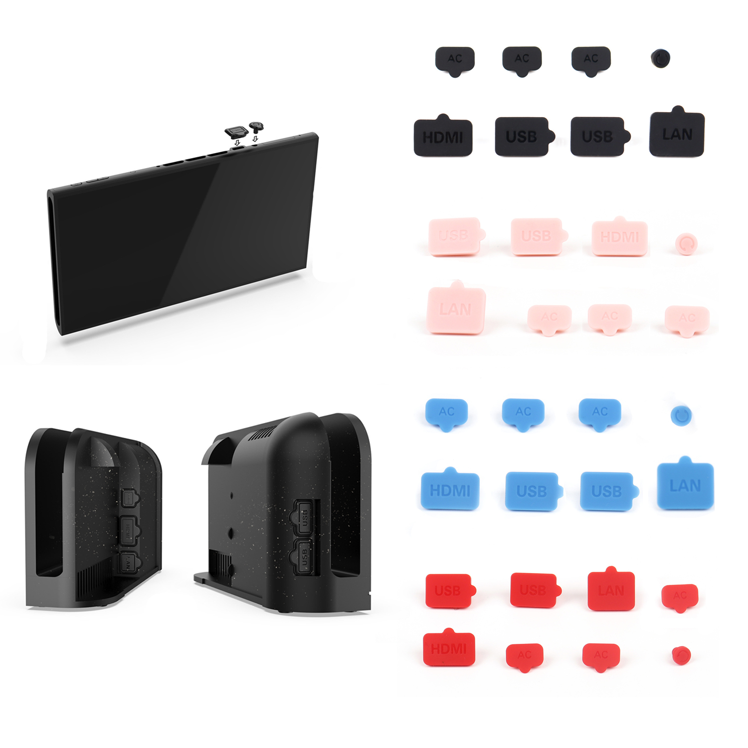 Nintendo Console Switch Oled - Silikonowa zaślepka przeciwkurzowa USB HDMI Type