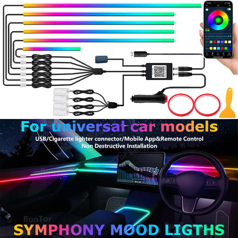 Led Gaming Light Strip - Oświetlenie otoczenia samochodu/64 kolory akrylowe paski