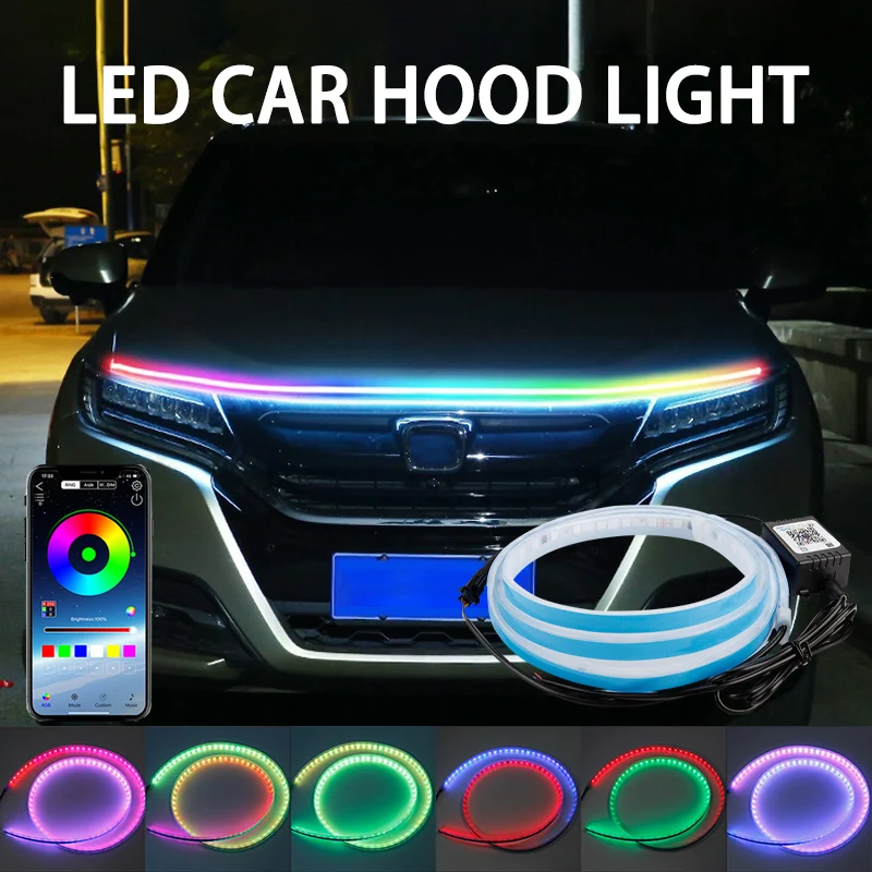Led Gaming Light Strip - 120/150/180cm Dekoracyjne Światło na Maskę Samochodu