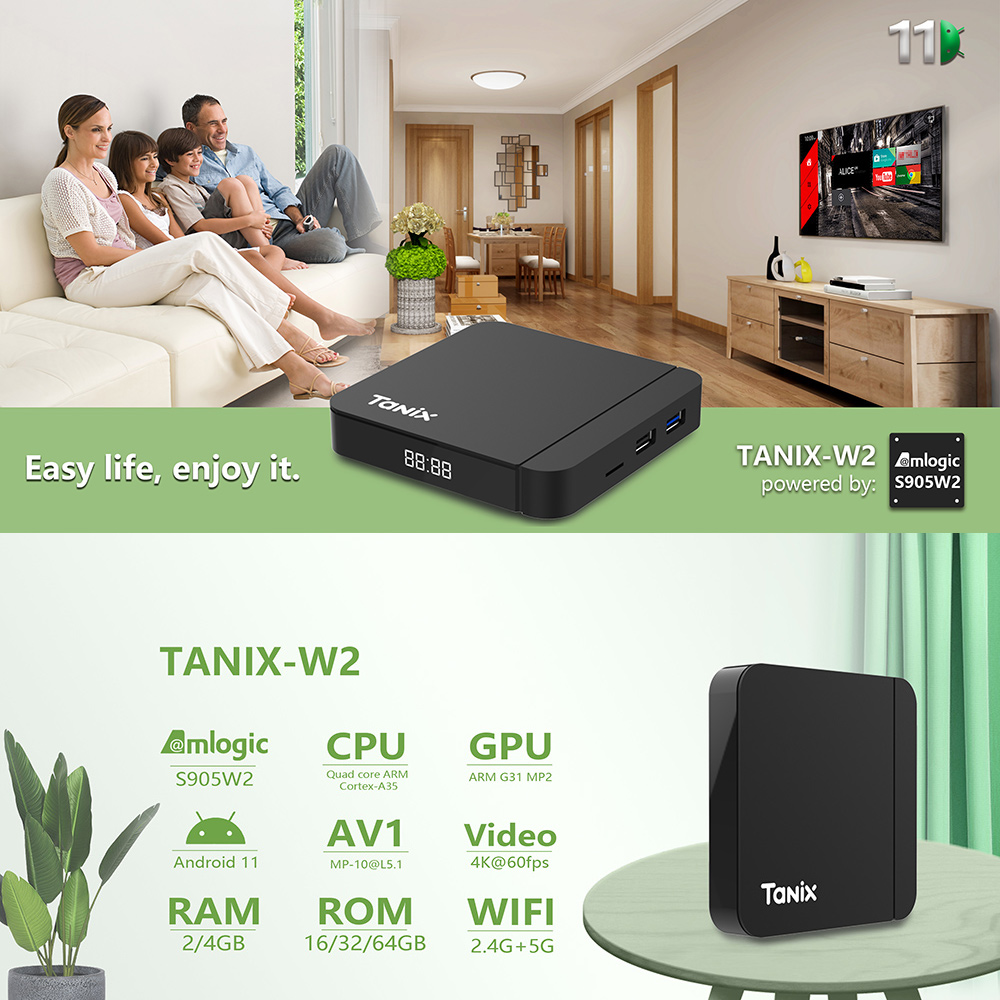 Tanix W2 Smart TV Box Android  – Gaming Console Tv Stand recenzja i cena